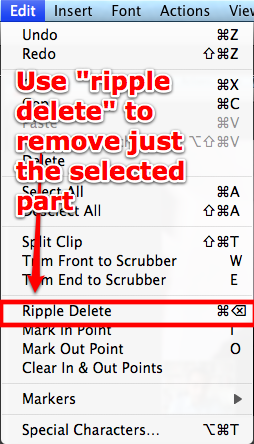 use ripple delete - on this part