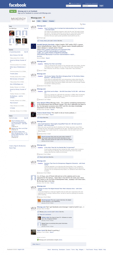 Facebook Mixergy Before
